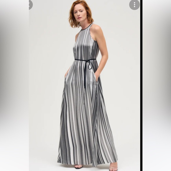 New with tags. Mi Jong Lee silk maxi dress in black/white/grey - Picture 1 of 9